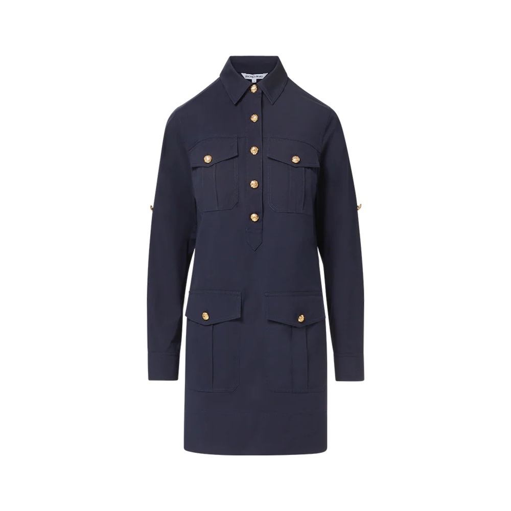 Veronica beard Saude cargo dress poplin nwt roll tab 6 navy poplin shirtdress - Picture 2 of 9